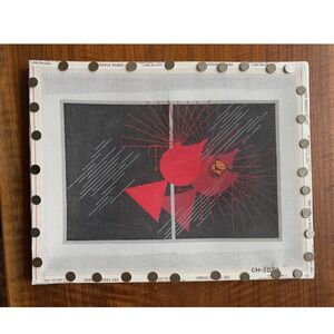 Charley Harper "Seeing Red" Hand Painted Needlepoint Canvas Cardinal Red Black